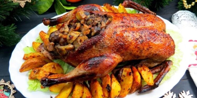 Утка с каштанами