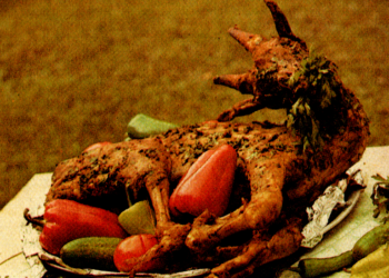 Аӡыс аҵәы иахаҵаны иӡны-козленок, жаренный на вертеле.