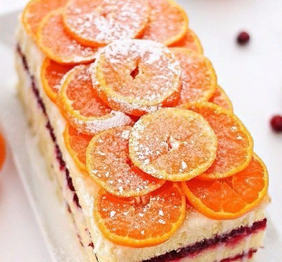 Цитрусовый пирог с клюквенной начинкой