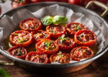 Запечённые помидоры с травами в духовке