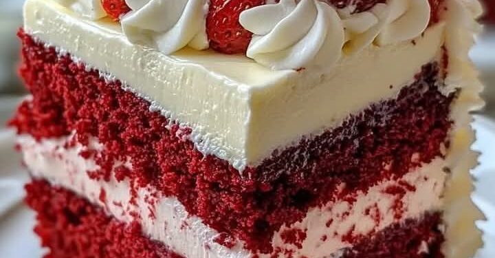 Красный бархат клубничный чизкейк.